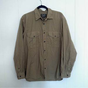 Filson washed feather cloth shirt button down dusty olive